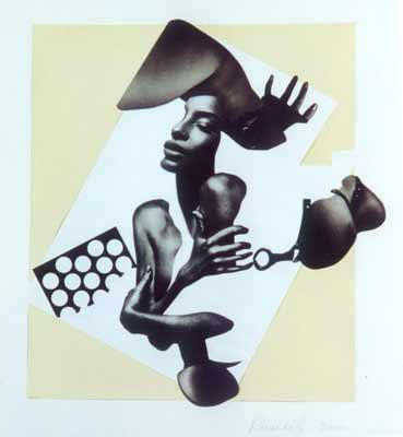 Девушка в шляпе, бумага, коллаж, 2001г.  Киселев А.